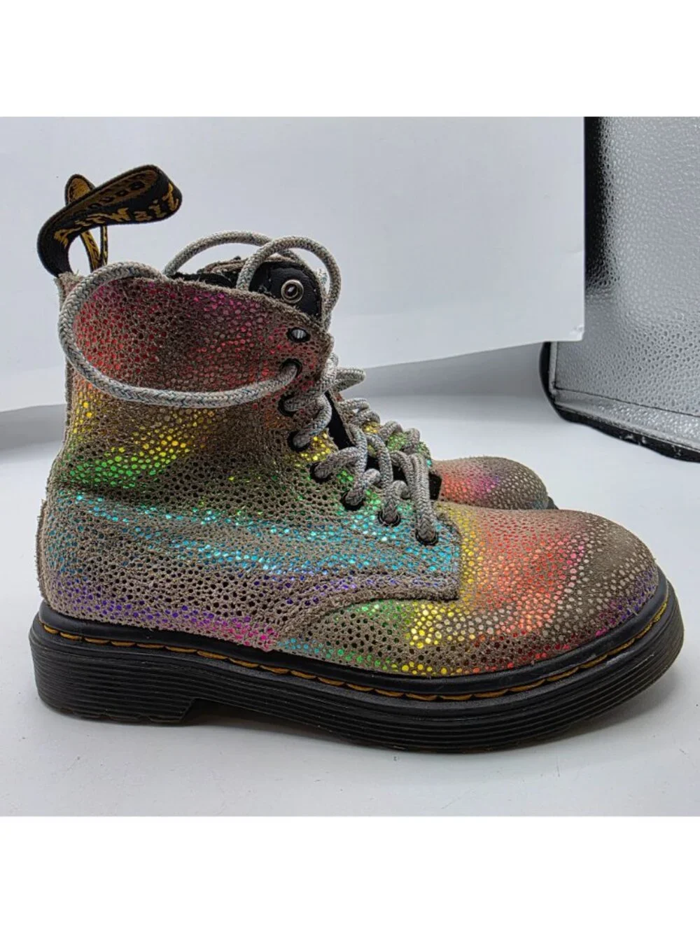 Dr. Martens 1460 Pascal Toddler Size 8 Iridescent Lace Up Boots School Casual